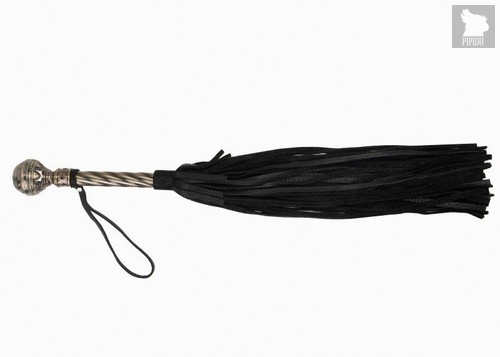 Черная плеть-флогер с витой ручкой в виде шара - 60 см., цвет черный - МиФ