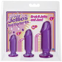 Набор из трех фиолетовых анальных фаллоимитаторов Crystal Jellies Anal Starter Kit - Doc Johnson