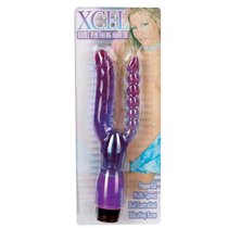 Двойной анально-вагинальный вибромассажер Xcel - 25 см, цвет фиолетовый - Seven Creations
