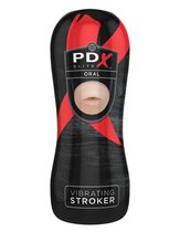 Мастурбатор-ротик в тубе с вибрацией PDX ELITE Vibrating Oral Stroker, цвет телесный - Pipedream