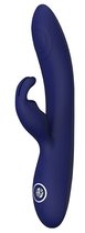 Синий вибромассажер-кролик THEMIS - 22 см., цвет синий - Dream toys