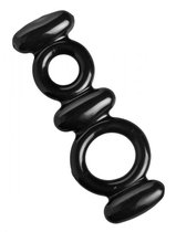 Двойное эрекционное кольцо Dual Stretch To Fit Cock and Ball Ring, цвет черный - XR Brands