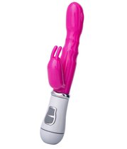 Ярко-розовый вибратор ToyFa A-toys с клиторальным стимулятором - 13 см, цвет розовый - Toyfa