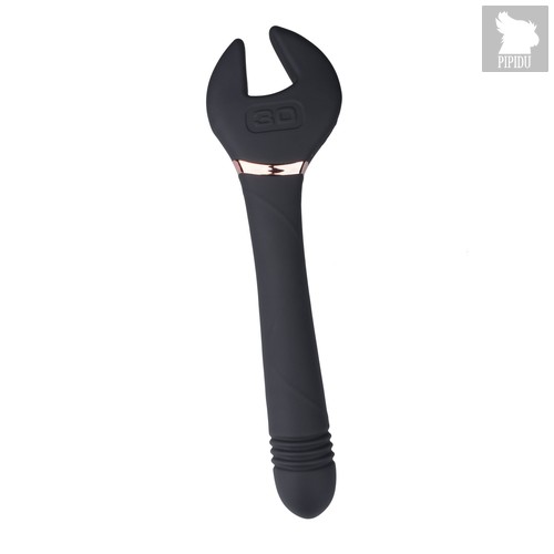 Черный двусторонний вибратор Key Control Massager Wand в форме гаечного ключа, цвет черный - Eroplant