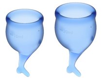 Набор синих менструальных чаш Feel secure Menstrual Cup, цвет синий - Satisfyer