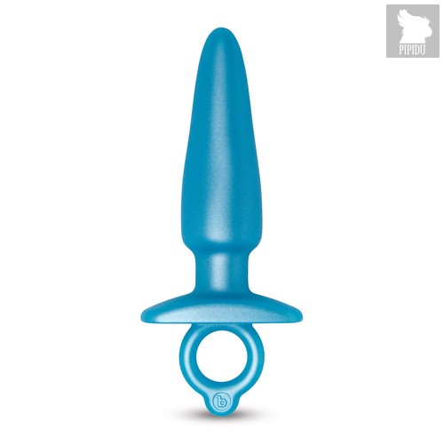 Голубая анальная пробка с кольцом Sleek Tapered Silicone Plug - 15 см., цвет голубой - B-vibe