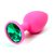 Анальная пробка Silicone Pink 2.8 с кристаллом, цвет зеленый/розовый - Luxurious Tail