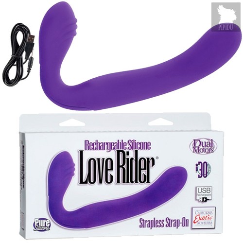 Страпон Rechargeable Silicone Love Rider - Strapless Strap-On перезаряжаемый, цвет фиолетовый - California Exotic Novelties