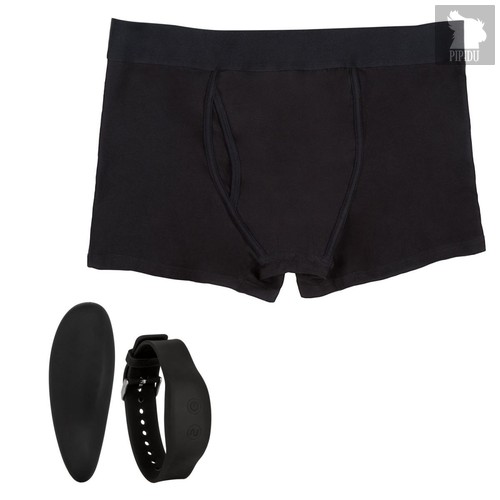 Черные трусы-боксеры с вибромассажером Remote Control Panty Set L/XL, цвет черный, L-XL - California Exotic Novelties