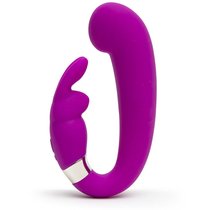 Лиловый вибратор Mini G-Spot Curve Vibe с клиторальным зайчиком, цвет лиловый - Happy rabbit