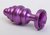 Фиолетовая ребристая анальная пробка с фиолетовым кристаллом - 7,3 см, цвет фиолетовый - 4sexdreaM