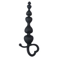 Черные анальные бусы Heart Lover - 18,5 см., цвет черный - Easy toys