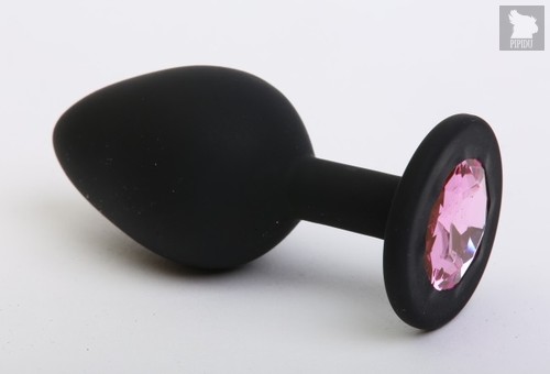 Пробка силиконовая с розовым стразом 7,1 х 2,8 см, цвет черный - 4sexdreaM