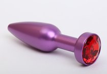 Фиолетовая анальная пробка с красным стразом - 11,2 см