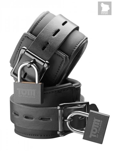 Неопреновые запястники с замком Tom of Finland Neoprene Wrist Cuffs, цвет черный - XR Brands