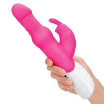 Розовый вибратор с вращающимися шариками - 26,3 см., цвет розовый - Rabbit Essentials