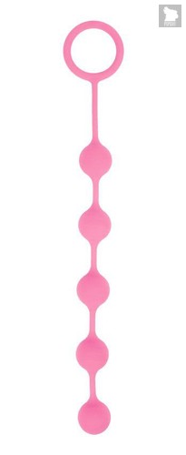 Розовая анальная цепочка с кольцом-ограничителем - 23 см., цвет розовый - Bioritm