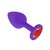 Анальная втулка силиконовая фиолетовая с красным кристаллом маленькая, цвет фиолетовый - МиФ
