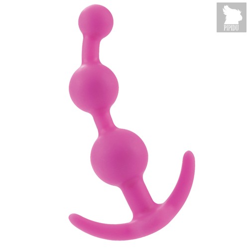 Розовая силиконовая анальная цепочка Booty Call - 13 см, цвет розовый - California Exotic Novelties