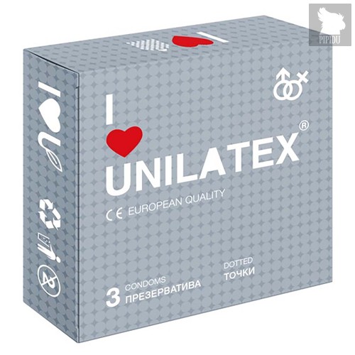 Презервативы Unilatex - Dotted с точками, 3 шт. - Unilatex
