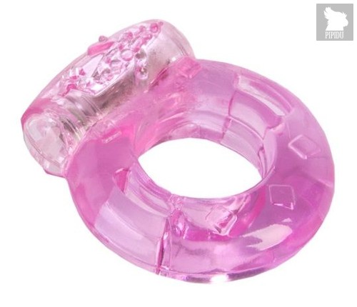 Толстое розовое эрекционное кольцо с вибратором, цвет розовый - Toyfa