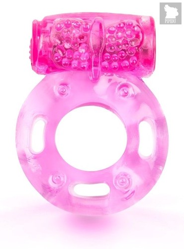 Розовое эрекционное кольцо с виброэлементом, цвет розовый - Brazzers