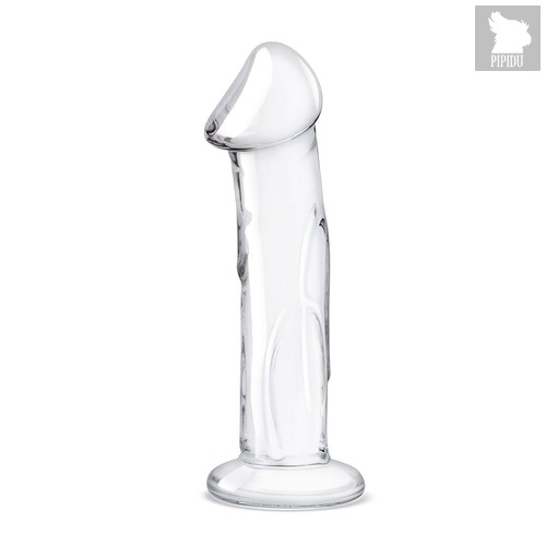 Прозрачный стеклянный фаллоимитатор 6’’ Glass Dildo With Veins & Flat Base - 15,2 см., цвет прозрачный - Gläs