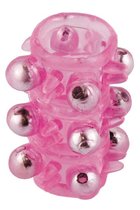 Розовая насадка c шариками Pleasure Sleeve, цвет розовый - Toyfa