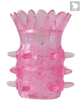Розовая насадка на пенис с шипиками и лепестками - 6 см., цвет розовый - Bioritm