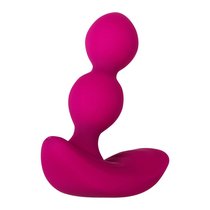 Розовые анальные шарики с вибрацией и расширением Bubble Butt - 12,3 см., цвет розовый - Zero tolerance