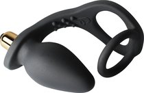 Эрекционное кольцо с анальной вибропробкой Ro-Zen, цвет черный - Rocks Off