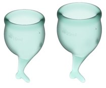 Набор темно-зеленых менструальных чаш Feel secure Menstrual Cup, цвет зеленый - Satisfyer