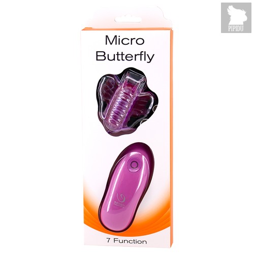 Вибромассажер-бабочка на пульте MICRO BUTTERFLY, цвет розовый - Seven Creations