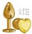 Золотистая анальная втулка с желтым кристаллом-сердечком - 7 см., цвет желтый - МиФ