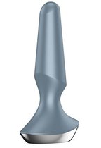 Серая анальная пробка с вибрацией Satisfyer Plug-ilicious 2 - 14 см., цвет серый - Satisfyer