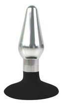 Серебристо-черная конусовидная анальная пробка - 9 см., цвет серебряный/черный - Bioritm